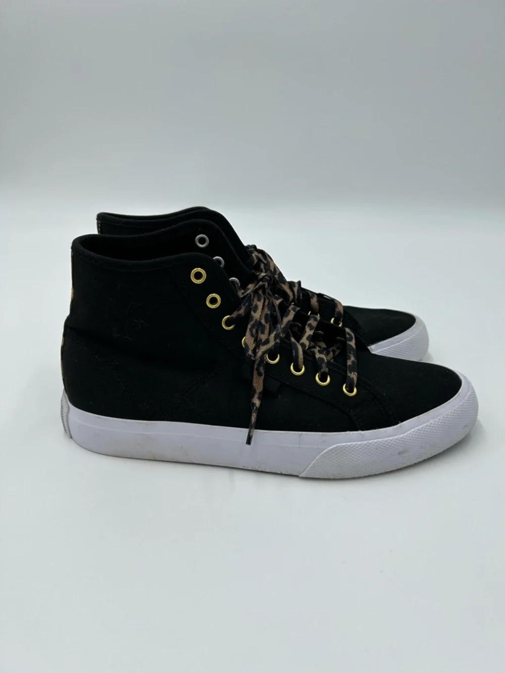 Leopard Laced DC Black High-Top Sneakers 9